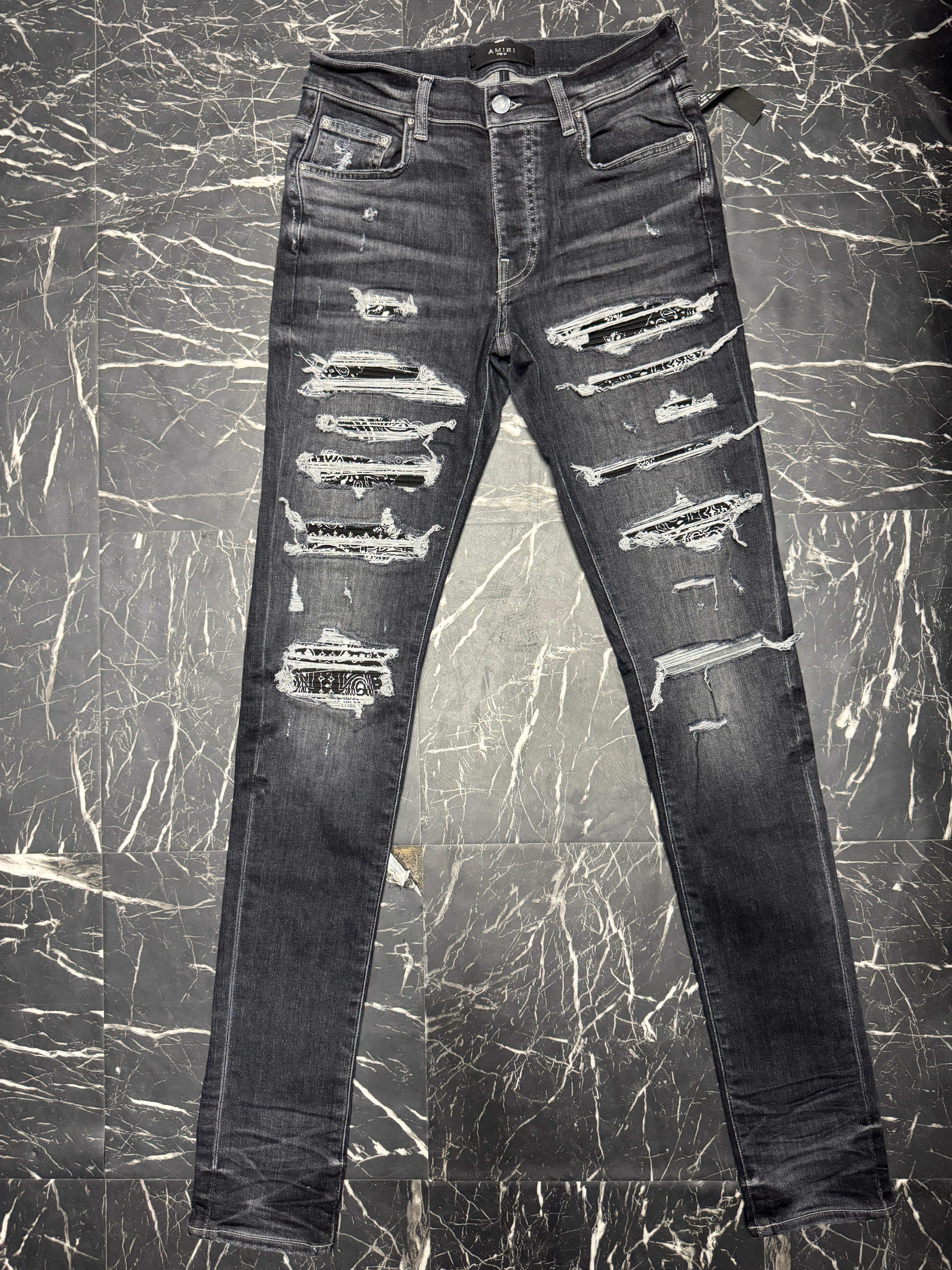Amiri Trasher black paisley jeans New sz 28