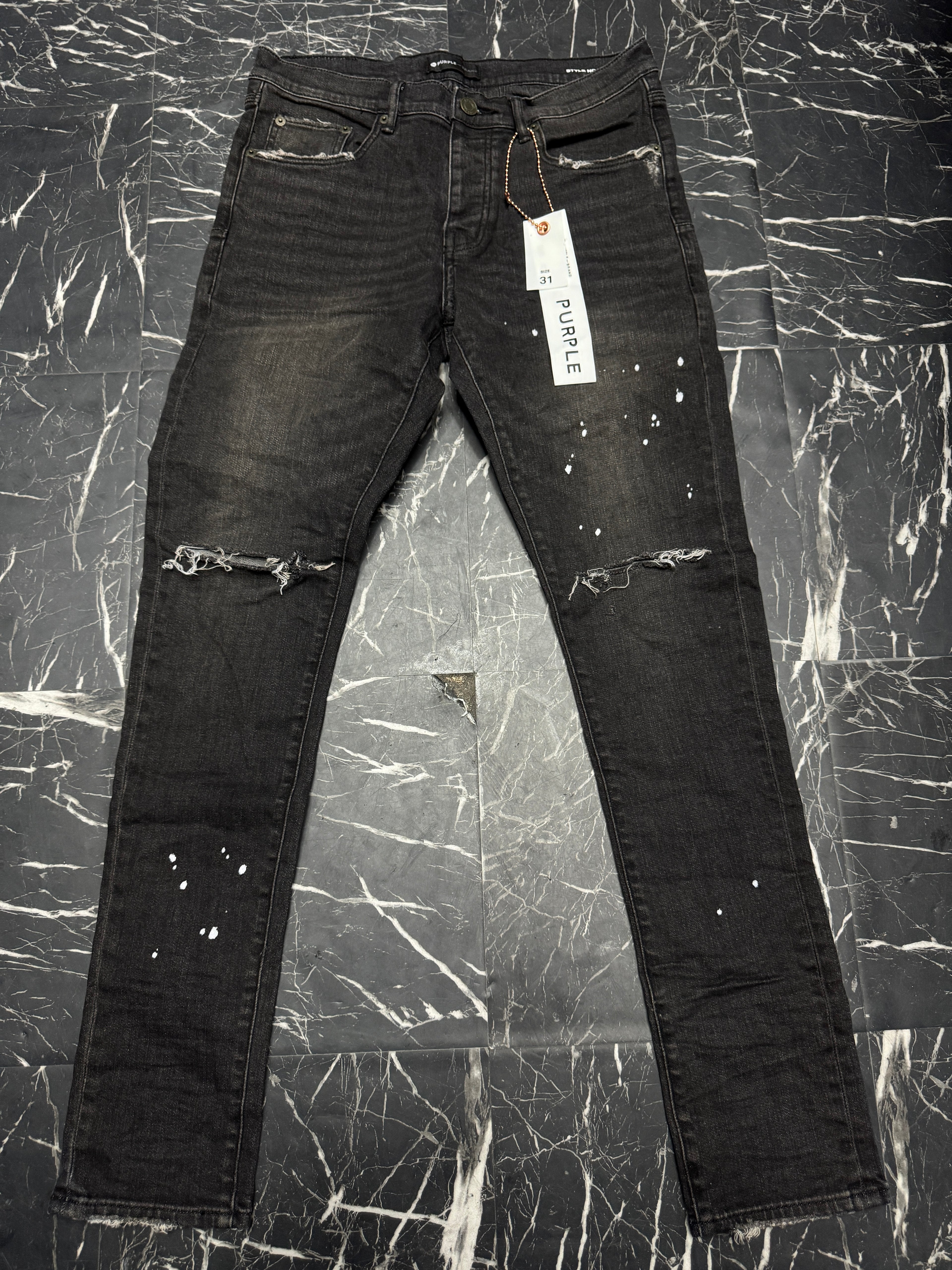 Purple jeans paint splatter