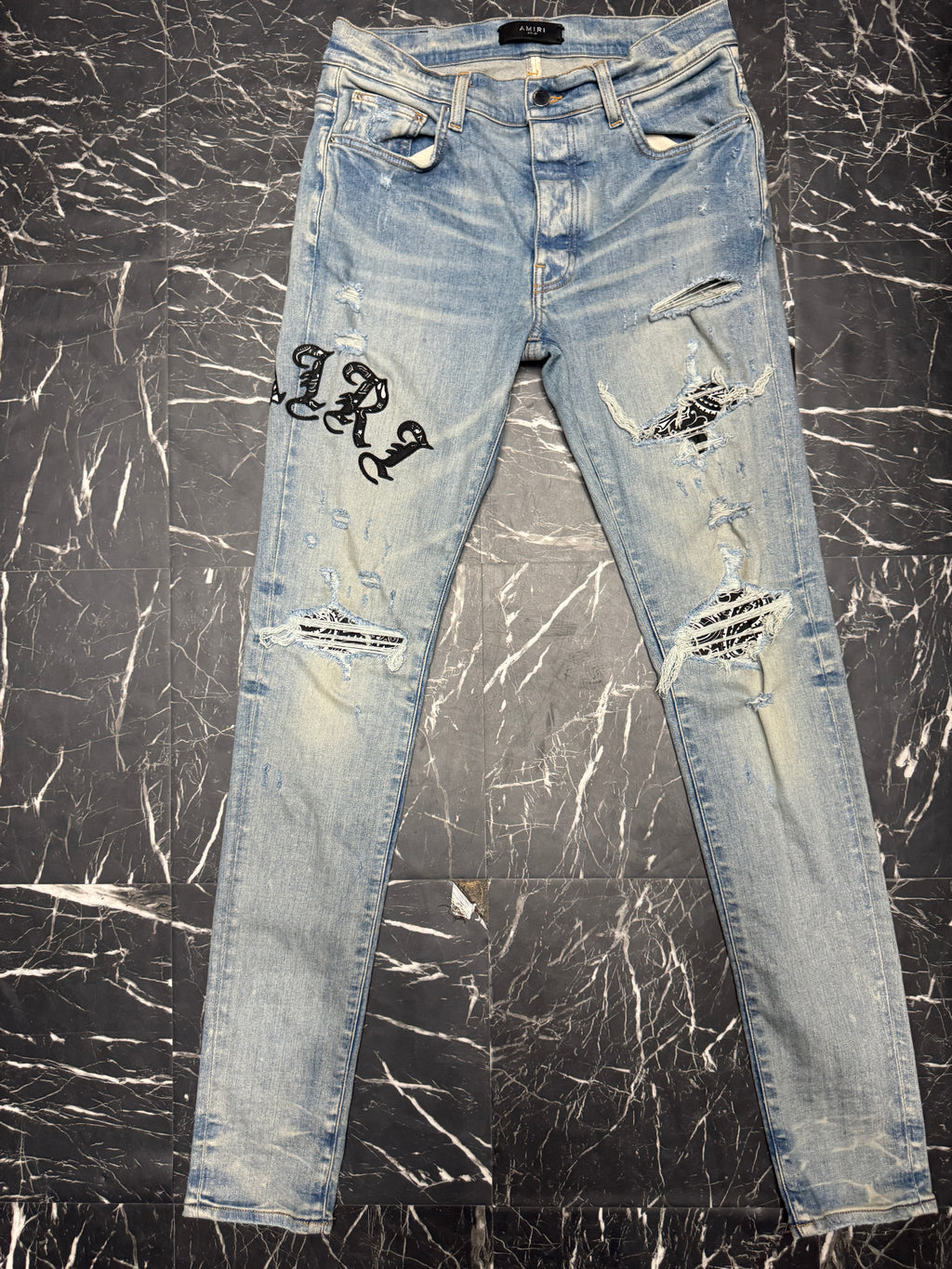 Amiri Jeans English black paisley patches sz 31