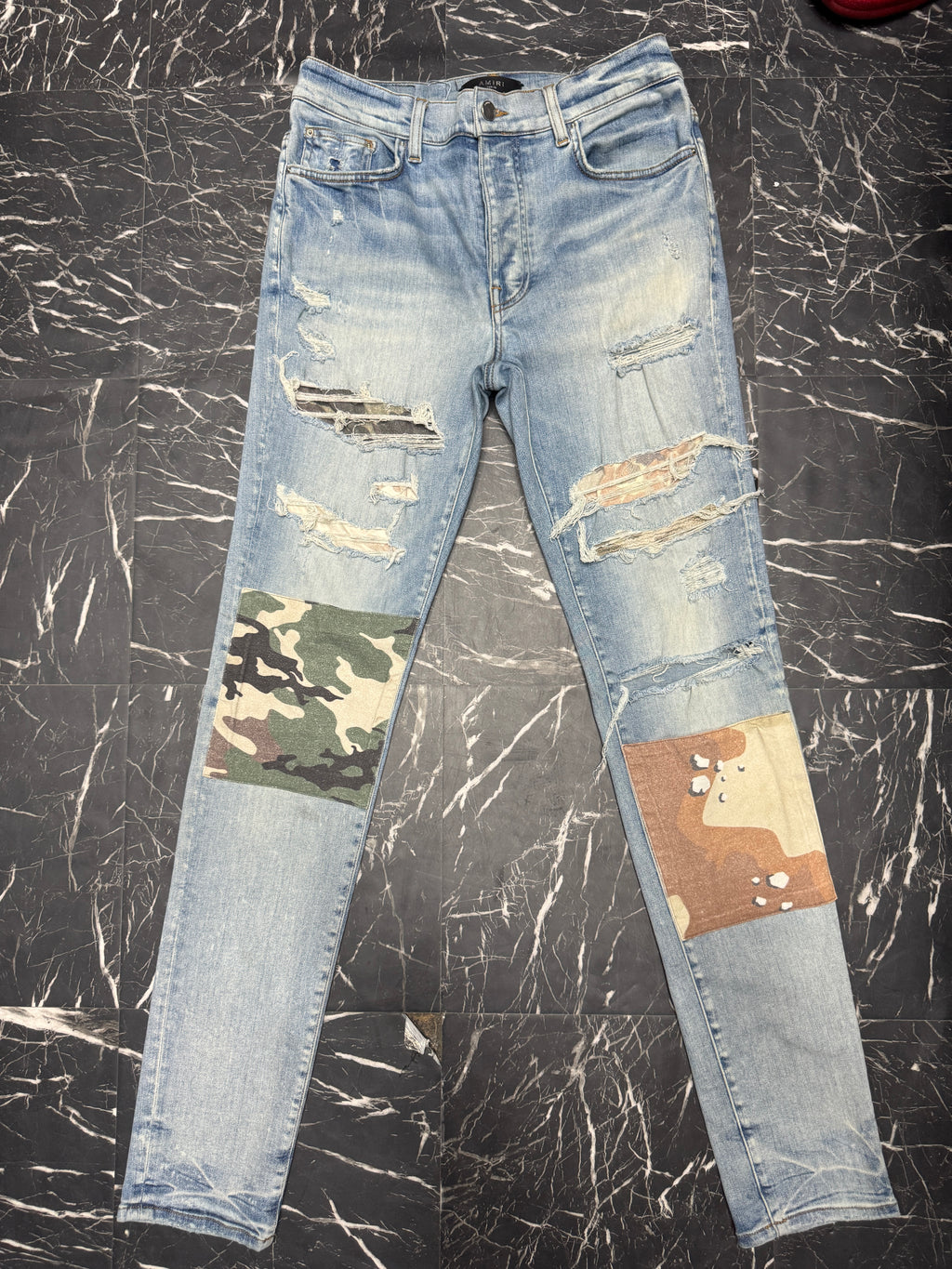 Amiri camo patchwork jeans sz 33 U