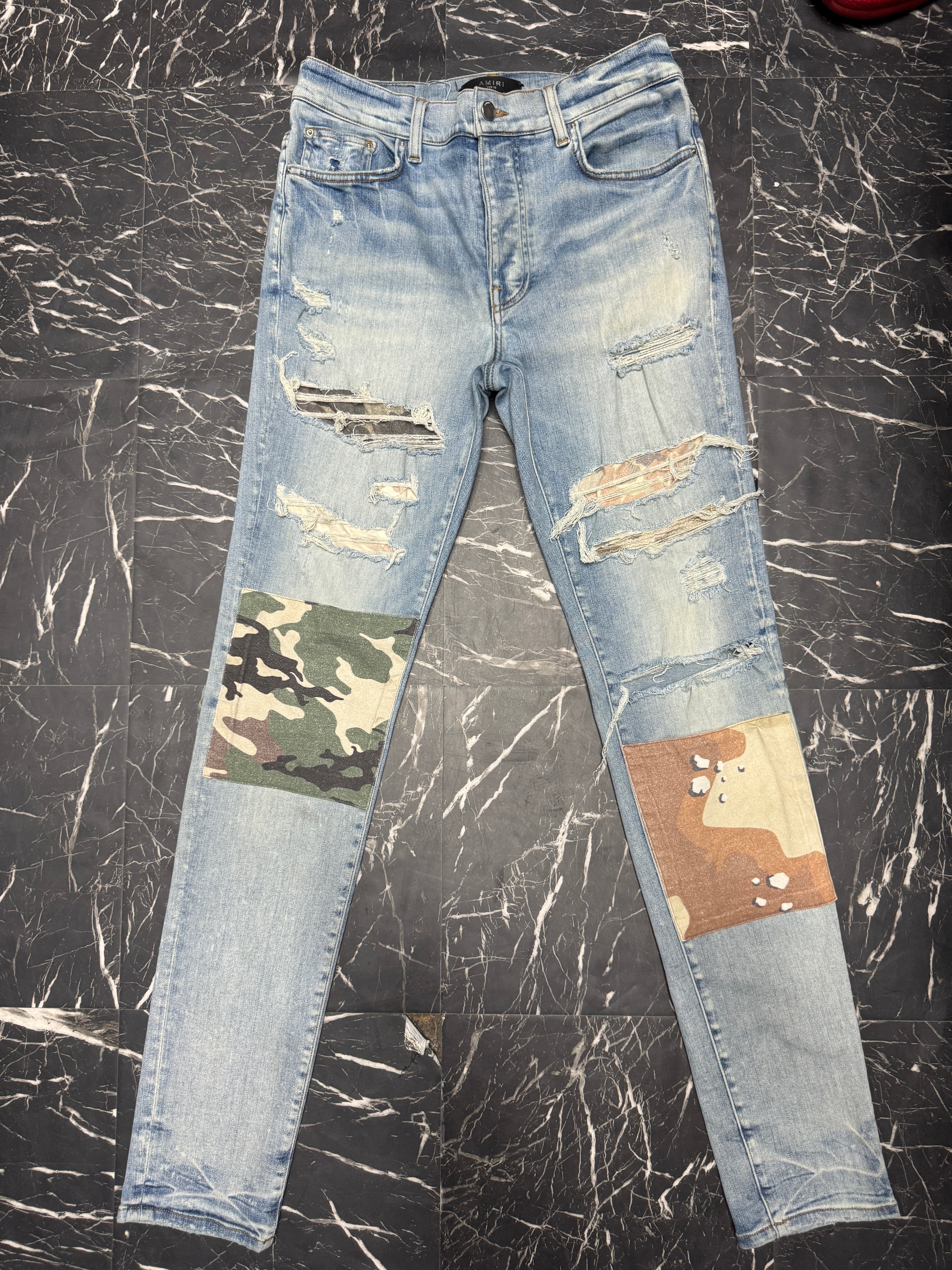 Amiri camo patchwork jeans sz 33 U