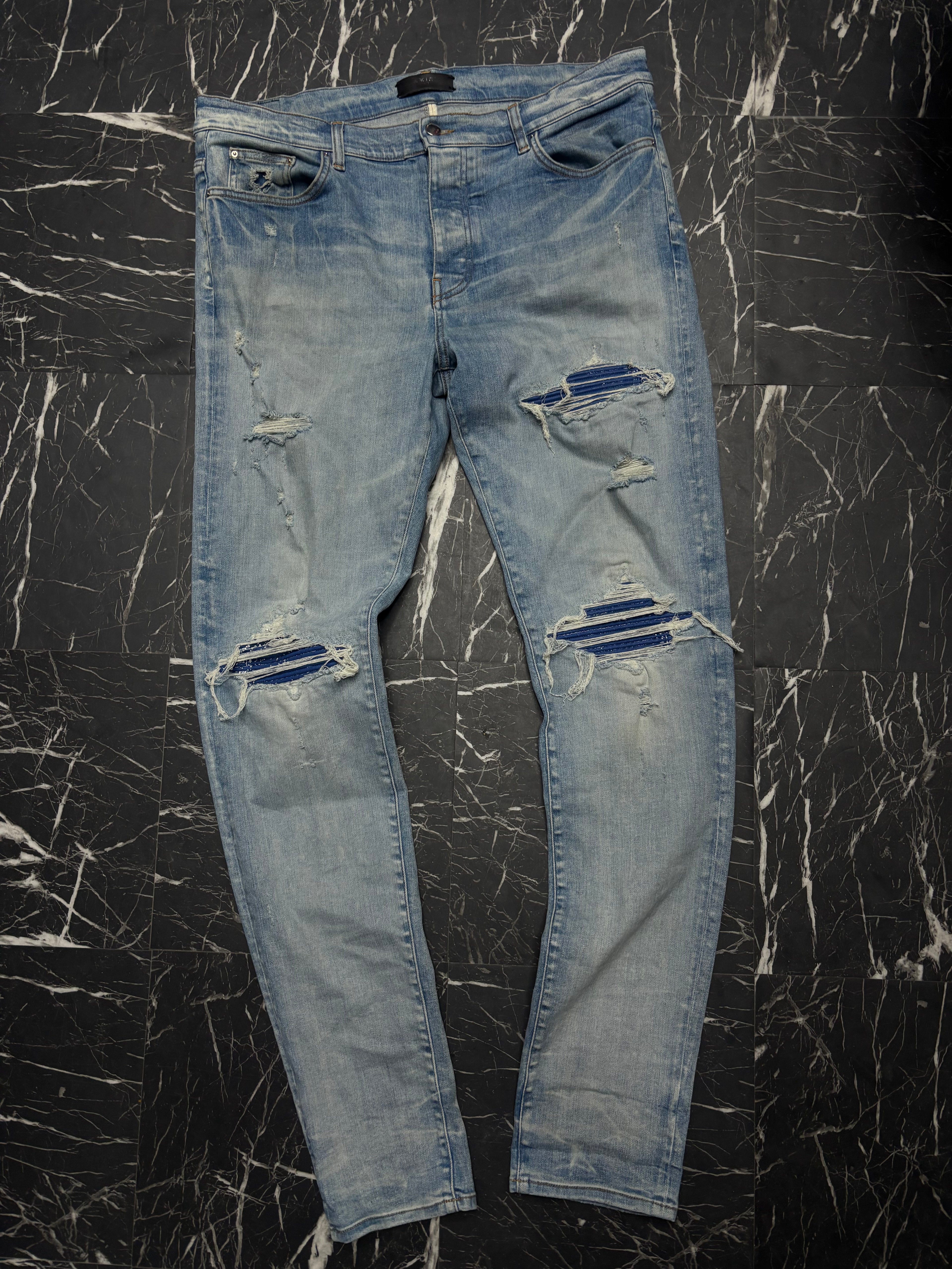 Amiri Jeans Mx1 Blue Bandana Sz 38 U