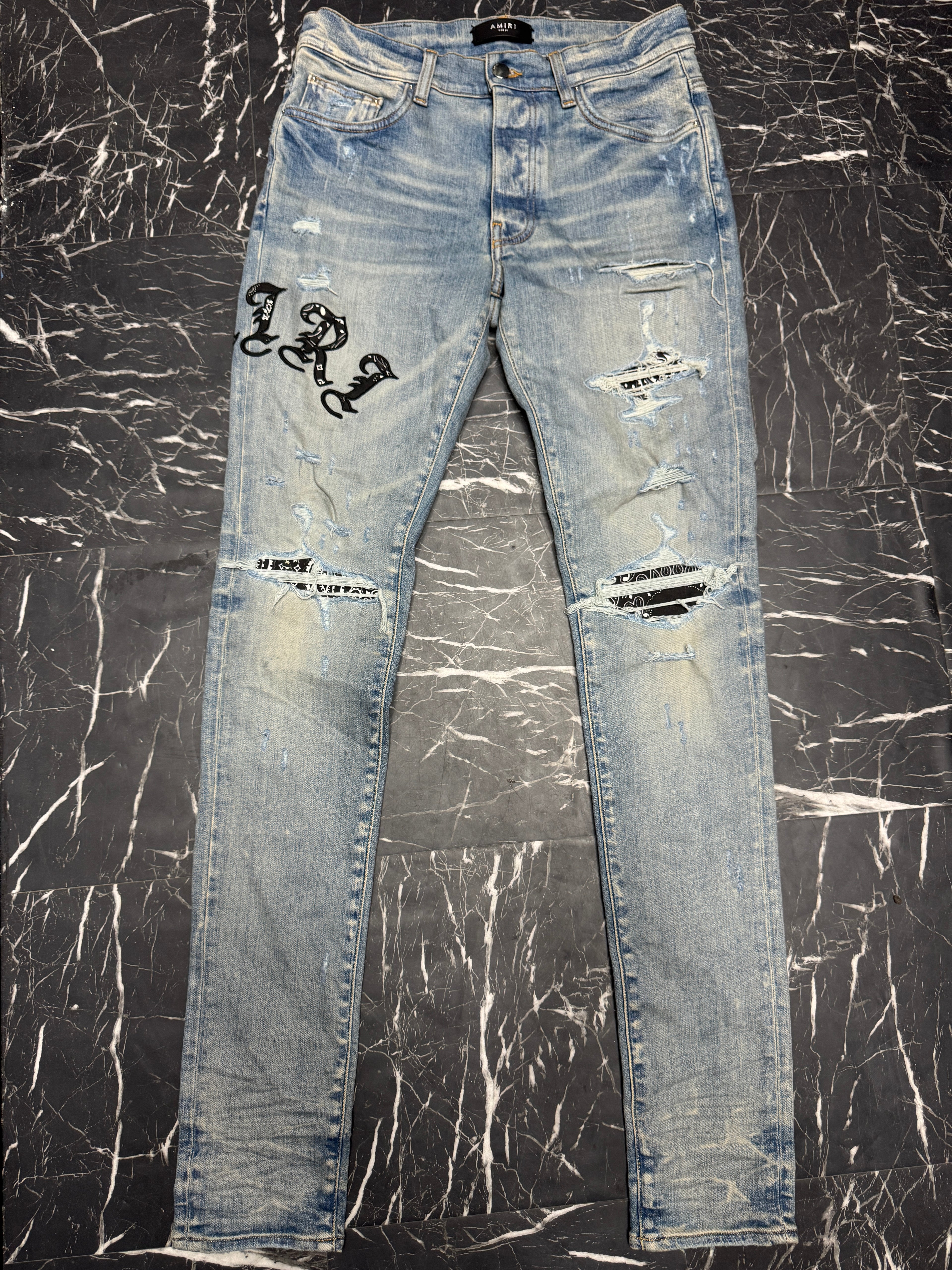 Amiri jeans English logo black patch sz 30 U